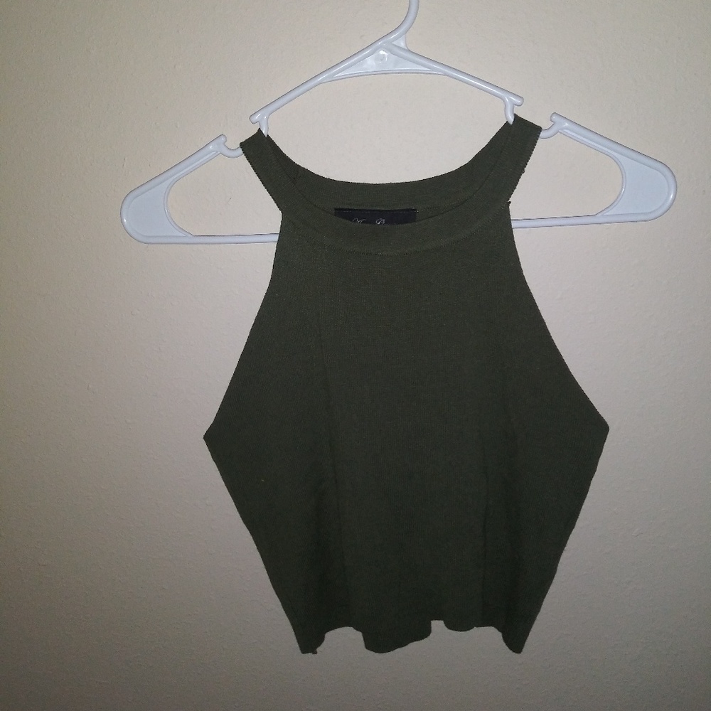 Green Halter Crop Top
